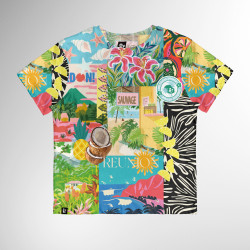 Éclat de couleurs et de culture réunionnaise avec le T-shirt Femme collage Pardon!