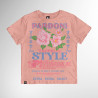 T-shirt rose pâle Tropikal Style Pardon! Vêtements réunionnais tendance