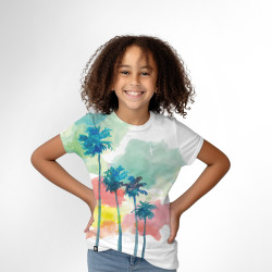 T-Shirt Fille Watercolor Palm